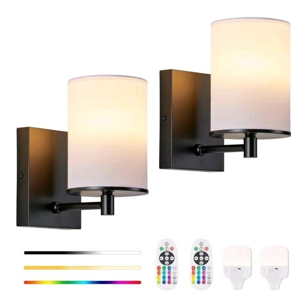 Wall Sconce Set of Two - 13 RGB Colors Dimmable - Rechargeable